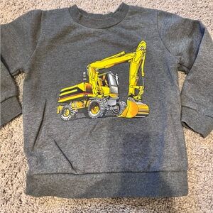 Boys Gray Sweatshirt with Yellow Excavator Print